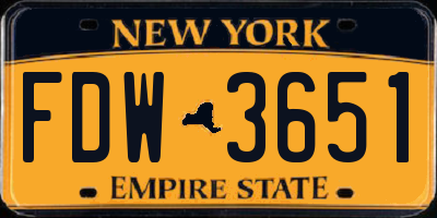 NY license plate FDW3651