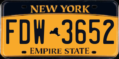 NY license plate FDW3652