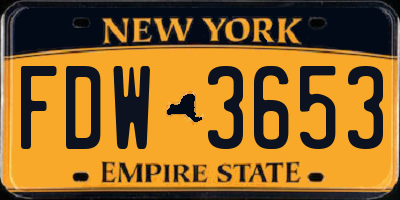NY license plate FDW3653