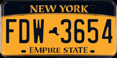 NY license plate FDW3654