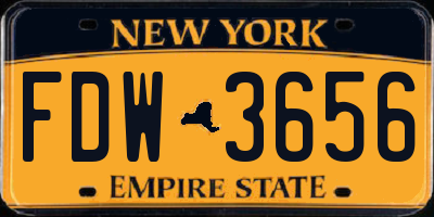 NY license plate FDW3656