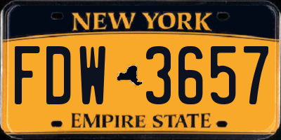NY license plate FDW3657