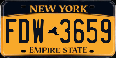 NY license plate FDW3659