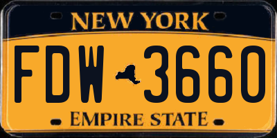 NY license plate FDW3660