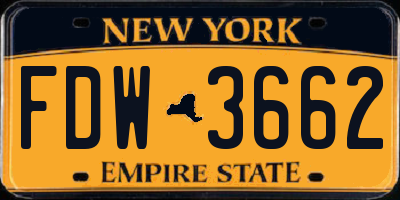 NY license plate FDW3662
