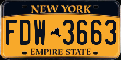 NY license plate FDW3663