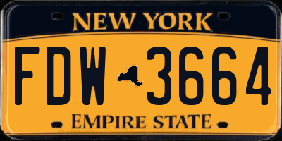 NY license plate FDW3664