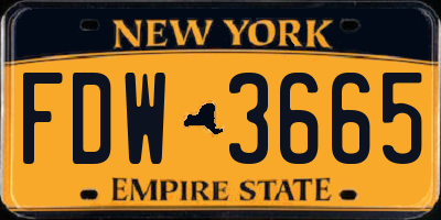 NY license plate FDW3665