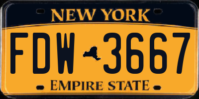NY license plate FDW3667