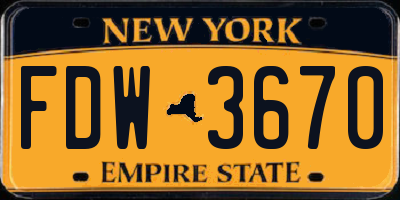 NY license plate FDW3670