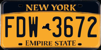 NY license plate FDW3672
