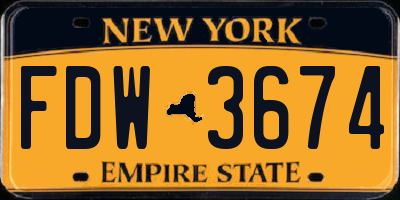 NY license plate FDW3674