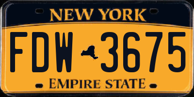 NY license plate FDW3675