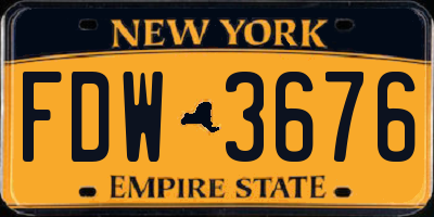 NY license plate FDW3676