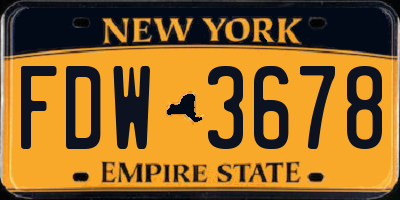 NY license plate FDW3678