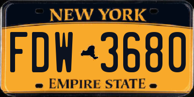 NY license plate FDW3680