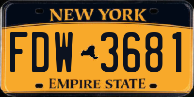 NY license plate FDW3681