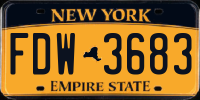 NY license plate FDW3683