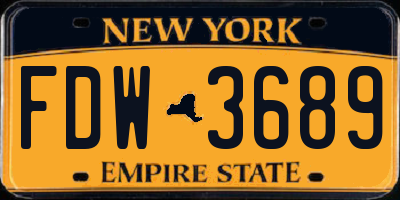 NY license plate FDW3689