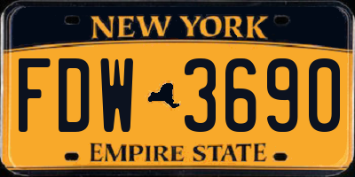 NY license plate FDW3690