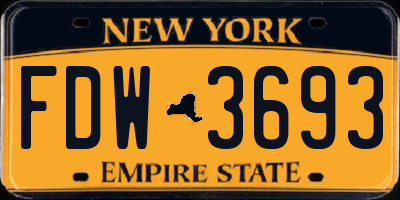 NY license plate FDW3693