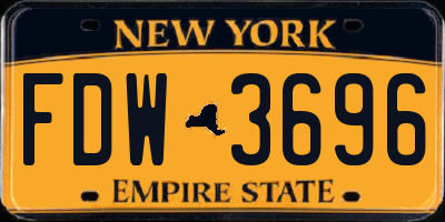 NY license plate FDW3696
