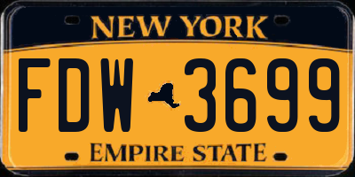 NY license plate FDW3699