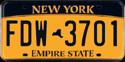 NY license plate FDW3701