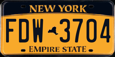 NY license plate FDW3704