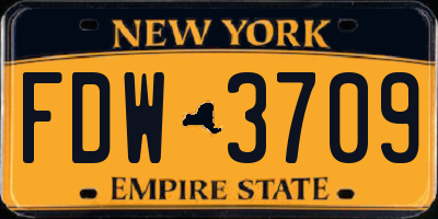 NY license plate FDW3709