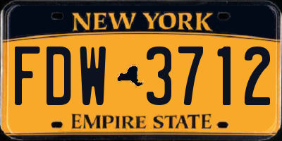 NY license plate FDW3712