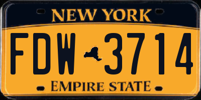 NY license plate FDW3714