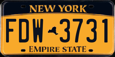 NY license plate FDW3731