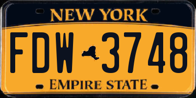 NY license plate FDW3748