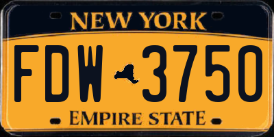 NY license plate FDW3750