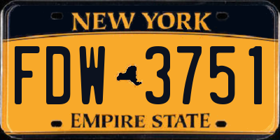 NY license plate FDW3751
