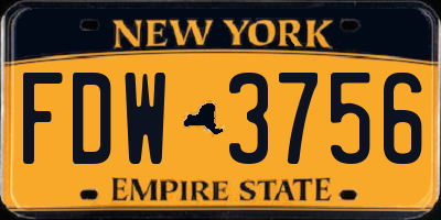 NY license plate FDW3756