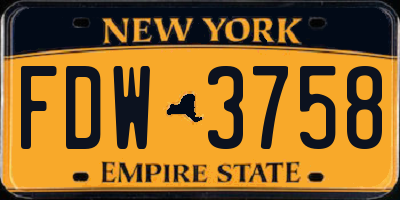 NY license plate FDW3758