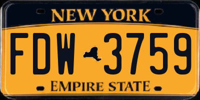 NY license plate FDW3759