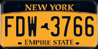 NY license plate FDW3766