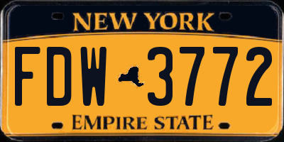 NY license plate FDW3772