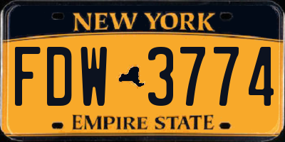 NY license plate FDW3774
