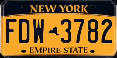 NY license plate FDW3782