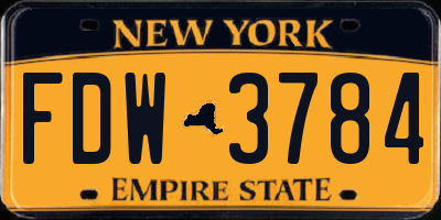 NY license plate FDW3784