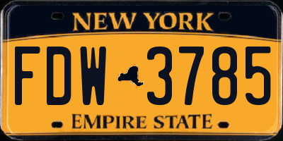 NY license plate FDW3785