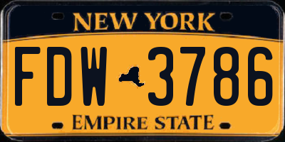 NY license plate FDW3786