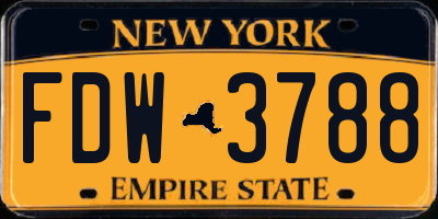 NY license plate FDW3788