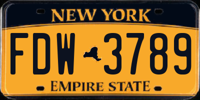 NY license plate FDW3789