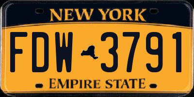 NY license plate FDW3791