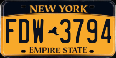 NY license plate FDW3794